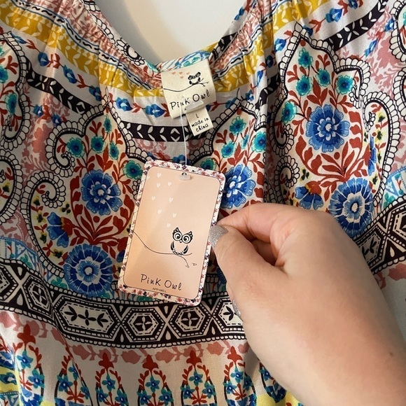 Pink Owl cold shoulder print blouse - Picture 3 of 6